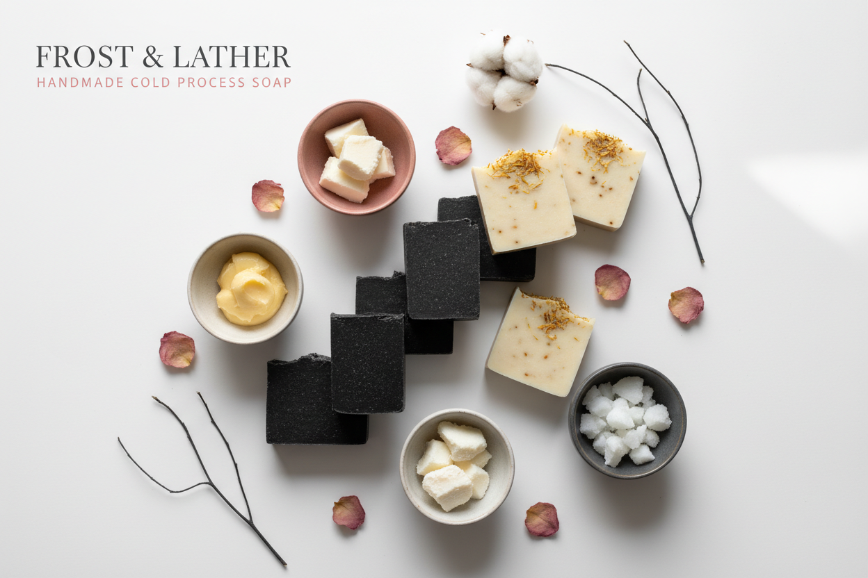 Minimal soap hero banner with charcoal